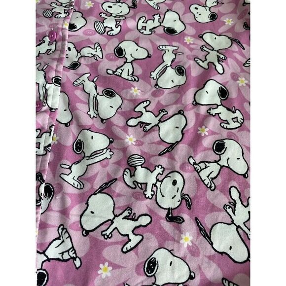 Peanuts SNOOPY Pink Women’s Sz M Pajama PJ Set Pants Short Sleeve Soft Daisies - Picture 3 of 8